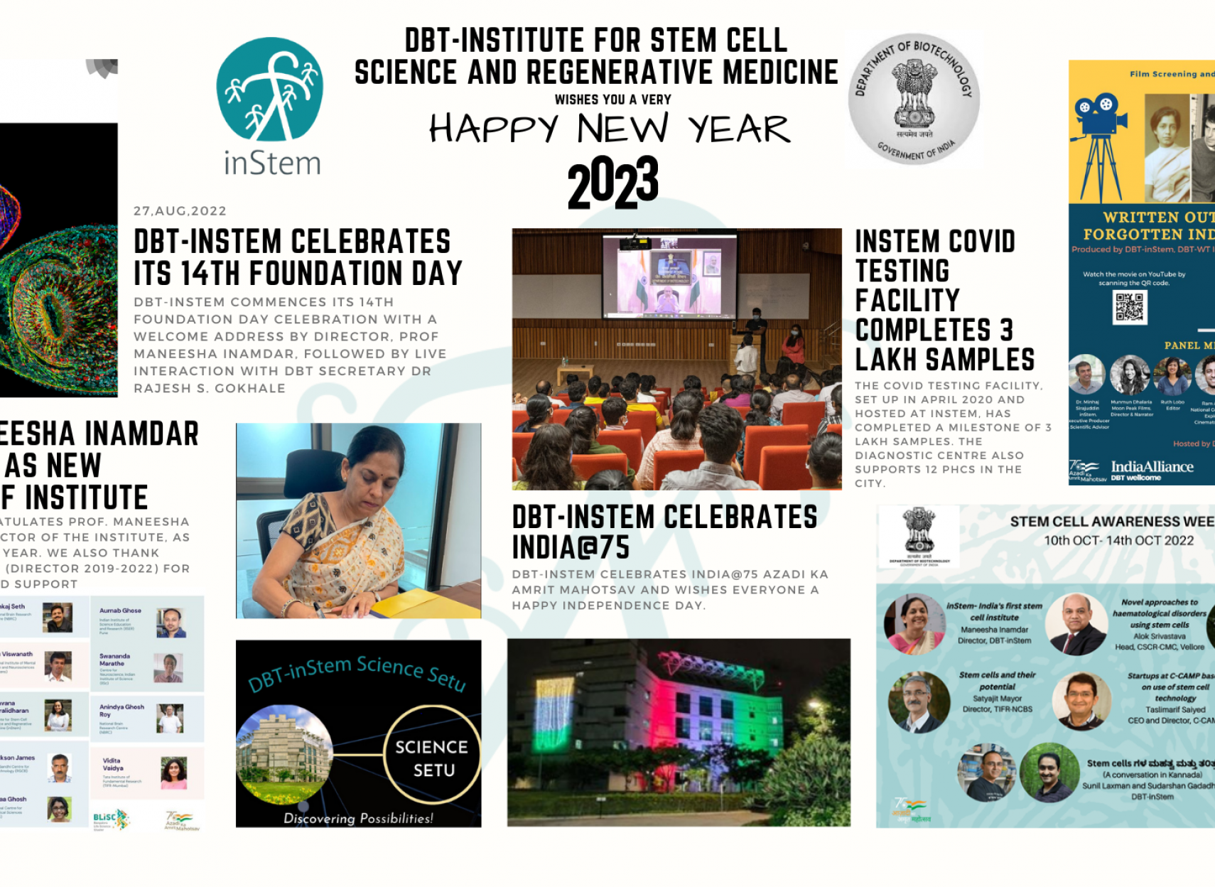 A poster with DBT-inStem happenings of 2022 and New year wishes