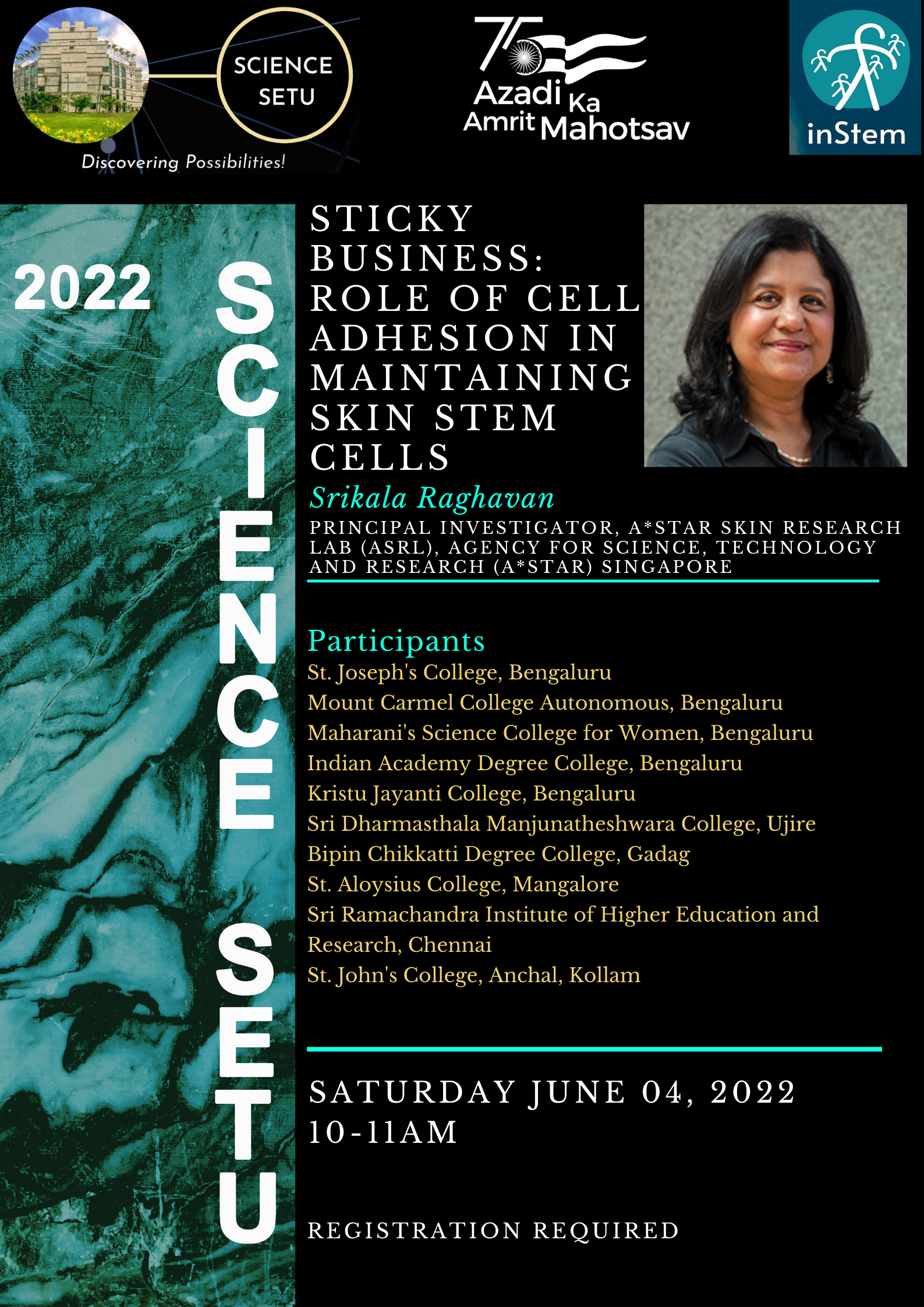 1587px x 2245px - Science Setu Seminar: Sticky Business: Role of cell adhesion in maintaining  skin stem cells. Srikala Raghavan, Principal Investigator, A*STAR Skin  Research Lab (ASRL), Agency for Science, Technology and Research (A*STAR)  Singapore. |